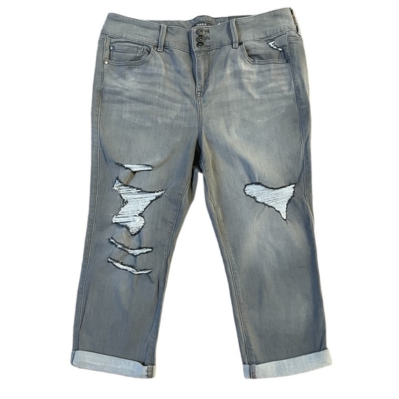 Torrid Crop Jegging Super Soft Gray Denim Jeans Sz 18 High Rise Distressed NWT - Picture 2 of 14